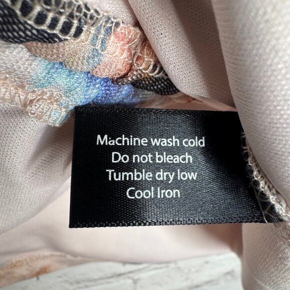 Boston Proper Wms S Floral Paisley Print Shirred Mesh Top Lined Boho Peasant - Picture 7 of 9